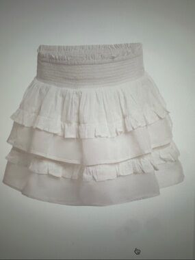 White Tiered Ruffle Mini Skirt -